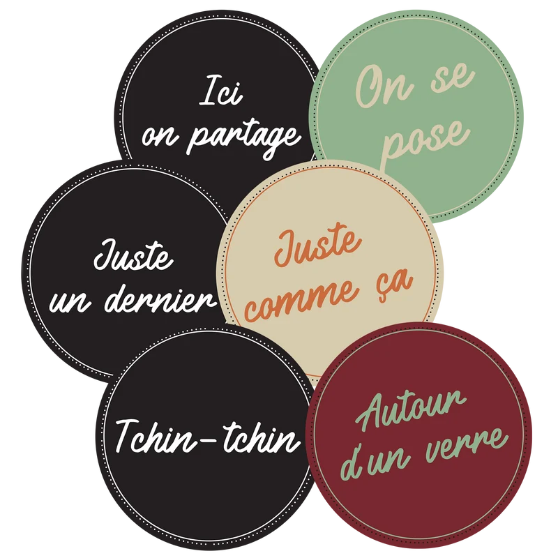 Sous-bock Jules carton panachés - Citation (set de 6 pièces)