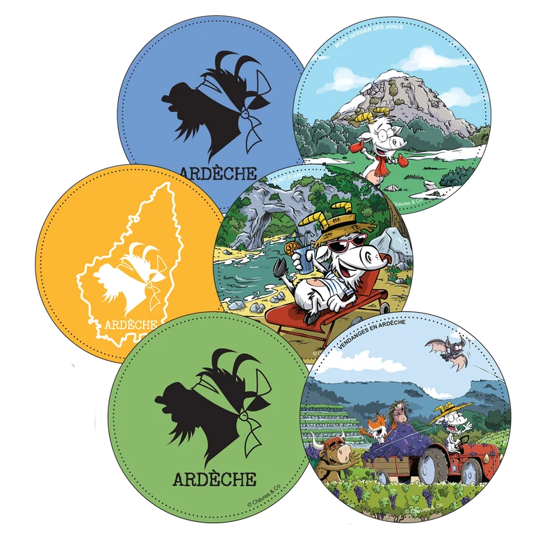 Sous-bock Jules carton panachés - Chèvres&co Ardèche (set de 6 pièces)